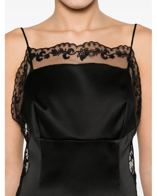 Ermanno Scervino Black Lace-Trim Midi Dress