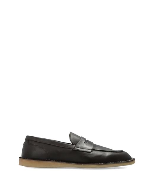 Dolce & Gabbana White Logo-Detail Leather Penny Loafers for men
