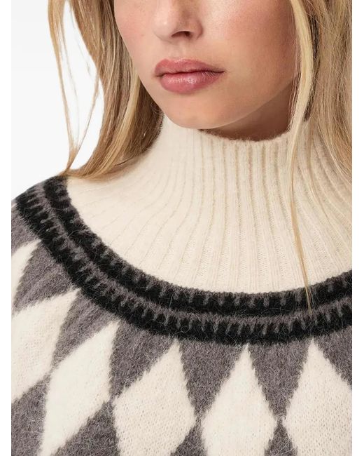 AllSaints Natural Tara Geometric-Pattern Sweater
