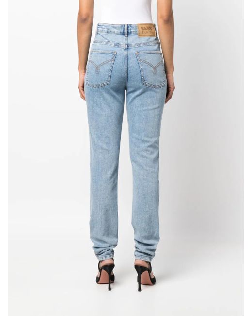 Moschino Blue High-Rise Slim-Cut Jeans