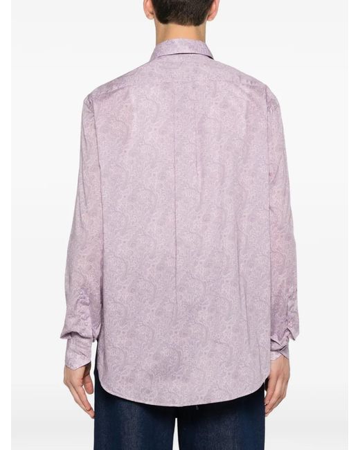 Etro Pink Paisley-Print Button-Down Shirt for men