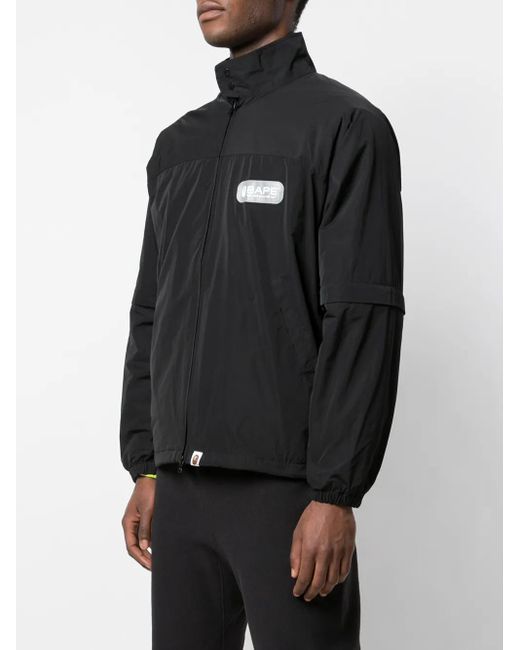 A Bathing Ape Black Detachable Logo-Print Bomber Jacket for men