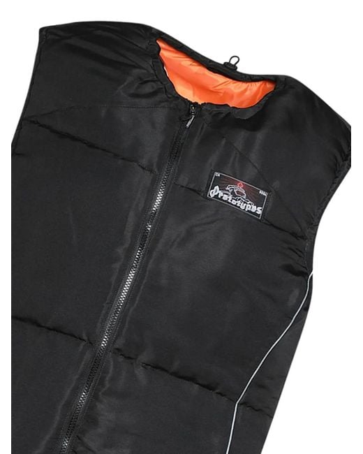 PROTOTYPES Black Logo-Patch Padded Gilet for men