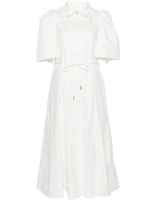 Aje. Midi-jurk Met Gestrikte Voorkant in het White