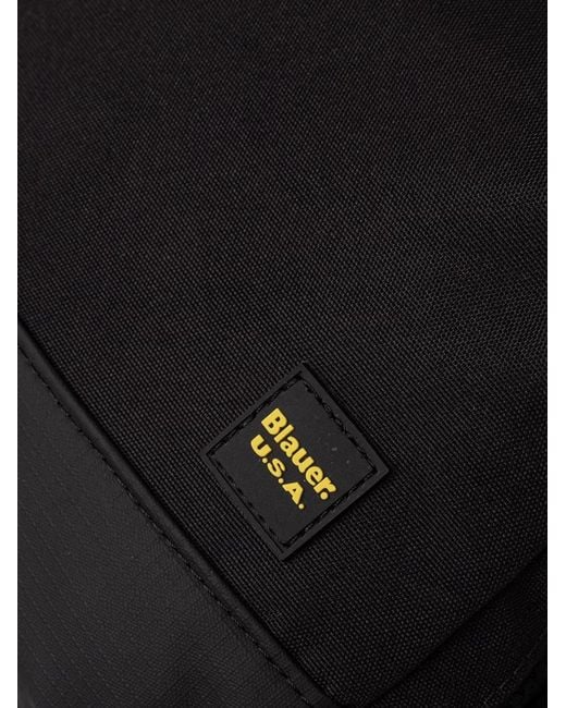 Blauer Black Logo-Print Zip-Fastening Backpack for men