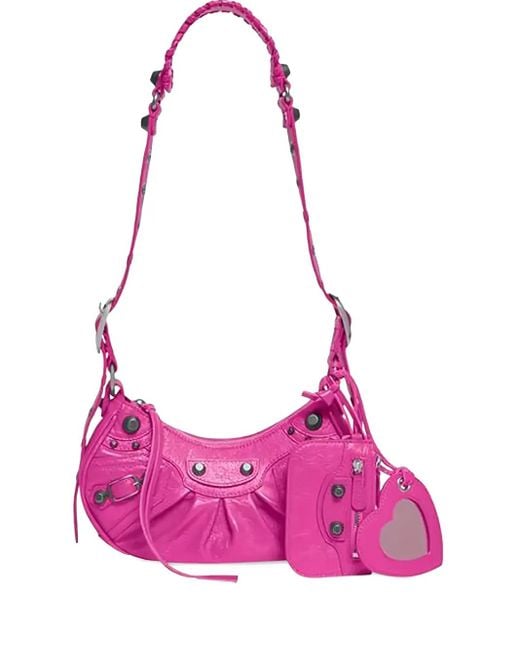 Balenciaga Pink XS Le Cagole Schultertasche mit geflochtenem Riemen