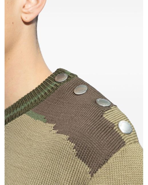 Maglione con stampa camouflage di Balmain in Green da Uomo