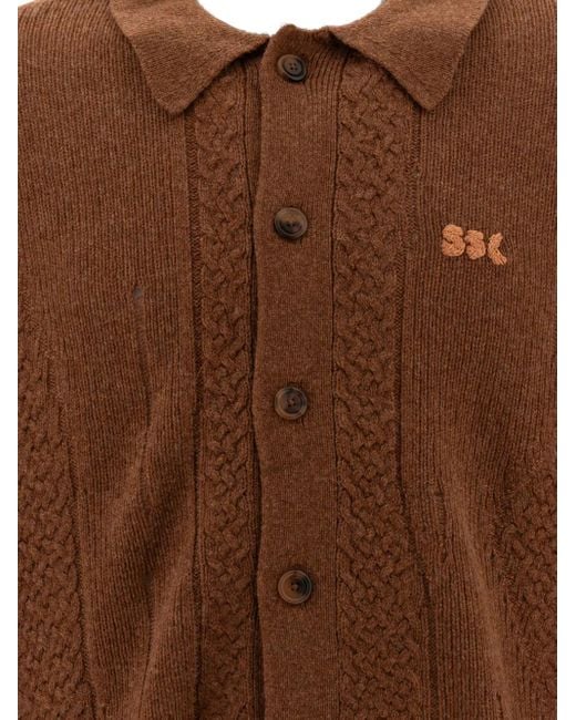 Stockholm Surfboard Club Brown Distressed Cardigan