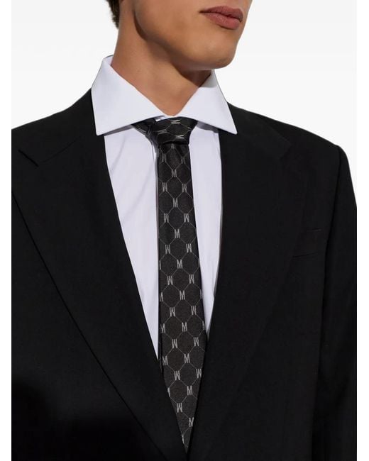 Moschino Black Monogram Silk Tie for men