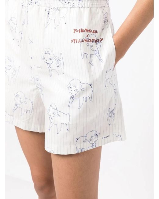 Stella McCartney White Logo-Print Shorts