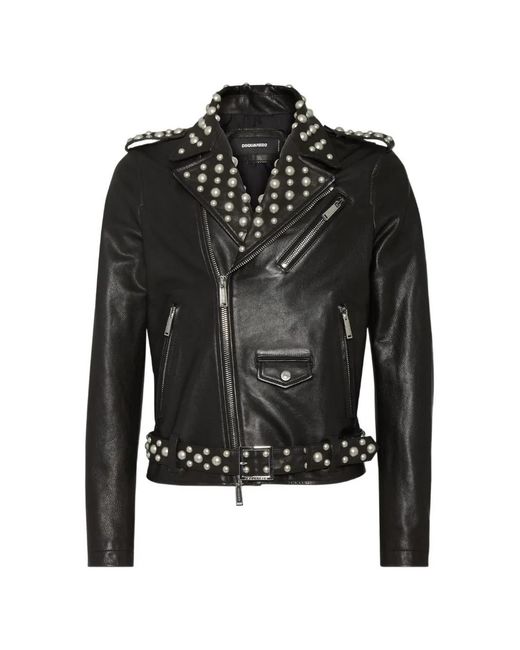 DSquared² Black Studded Pearl-Embellished Jacket for men