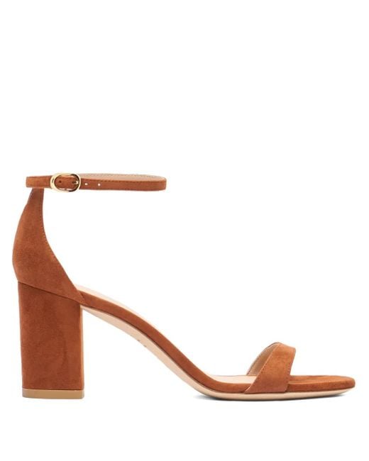 Stuart Weitzman Brown 75Mm Suede Sandals