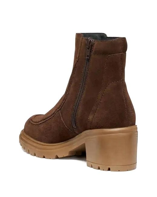 Geox Brown Block-Heel Zip-Fastening Boots