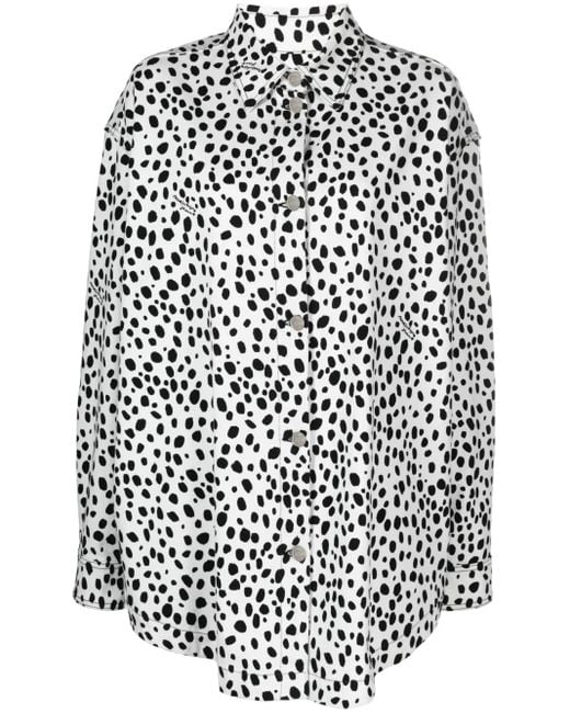 Moschino White Dalmatian-Print Shirt Jacket