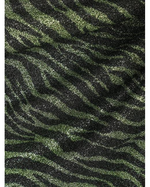 Oseree Green Animal-Print Lurex Pareo