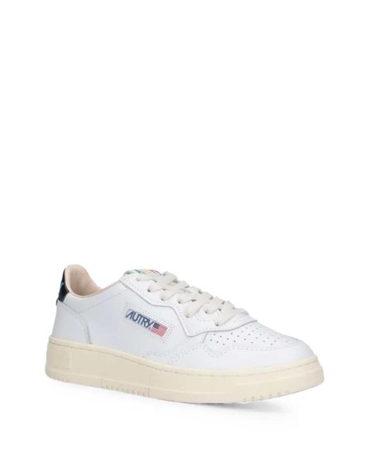 Autry White Logo-Patch Perforated Sneakers
