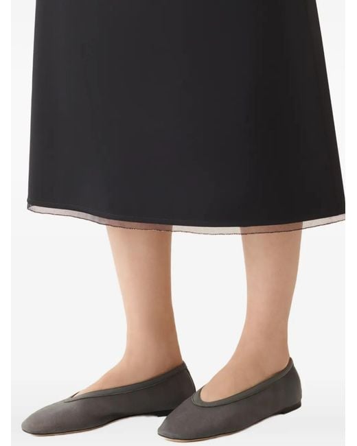 Fabiana Filippi Black Mesh-Hem Midi Skirt