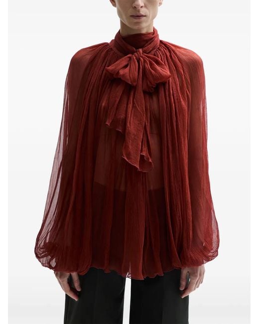 Atu Body Couture Red Bow Pleated Blouse
