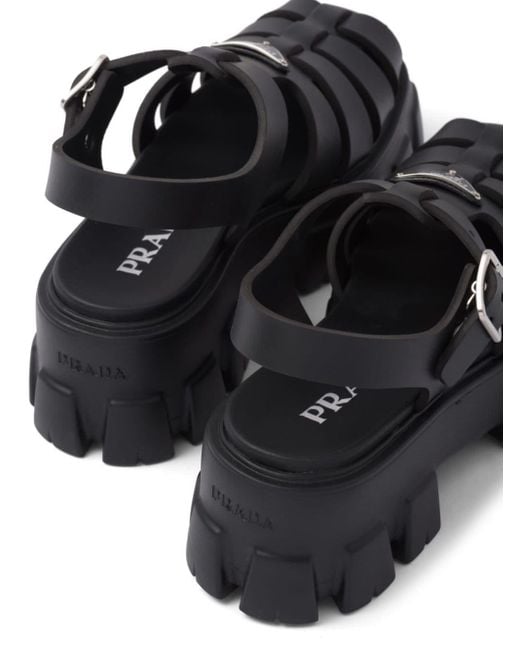 Sandales plateforme à brides Prada en coloris Black