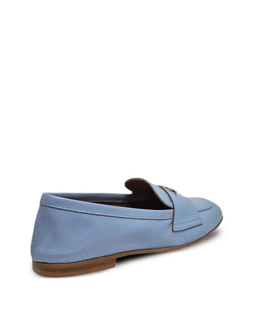 Casadei Blue Plaque Strap Loafers