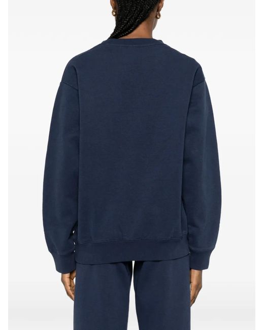 Sporty & Rich Blue Eeve Logo-Embroidered Sweatshirt