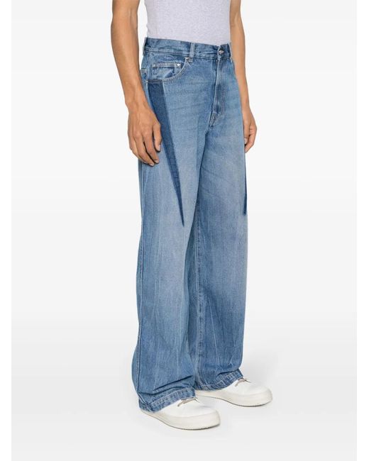 Dion Lee Blue Slouchy Darted Wide-Leg Jeans