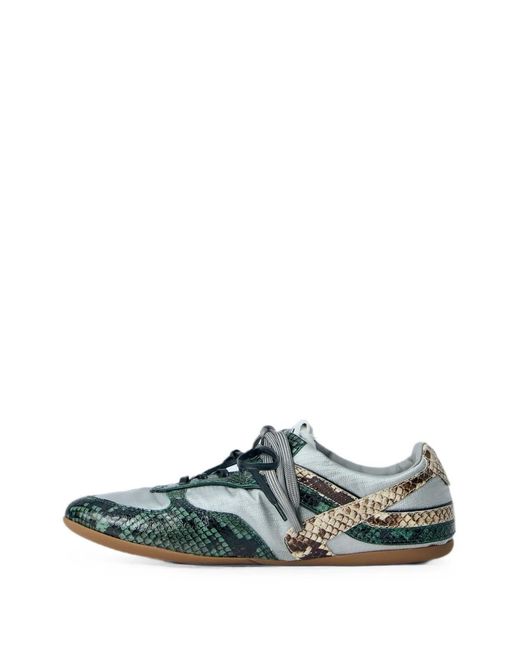 Miu Miu Green Snakeskin-Effect Lace-Up Sneakers for men