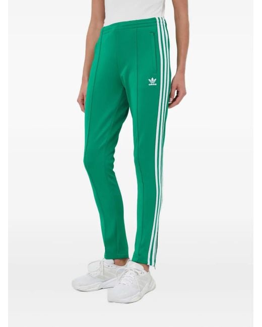 Adidas Green Three-Stripe Track Pants
