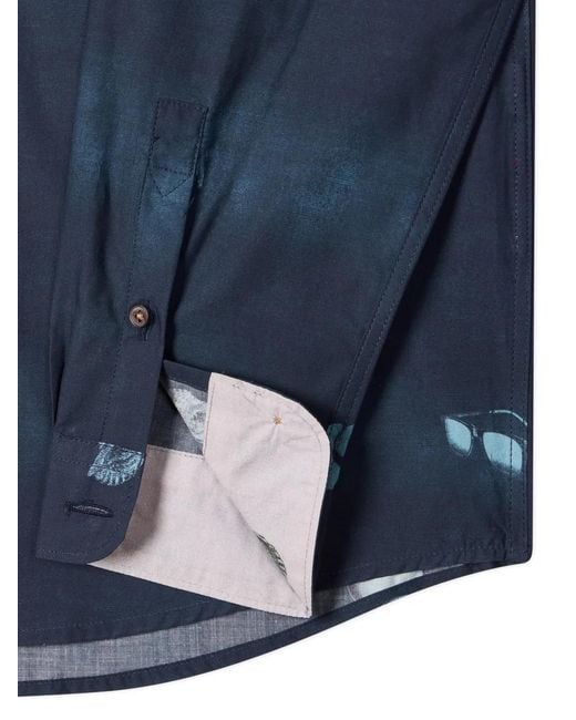 Paul Smith Blue Chemise Sunbleached Snaps En Popeline for men