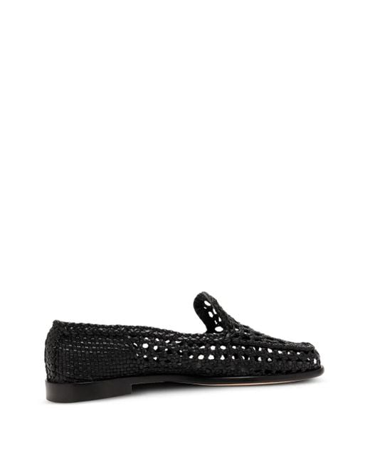 Dragon Diffusion Black Woven Leather Loafers