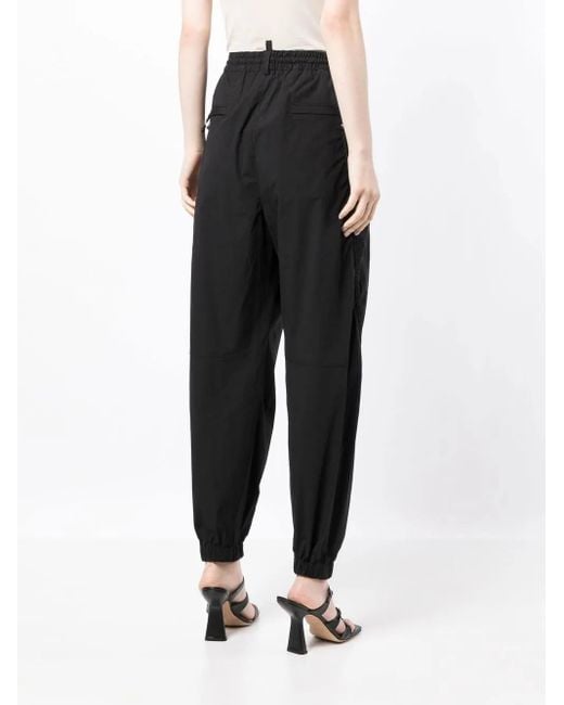DSquared² Black High-Waisted Tapered Trousers