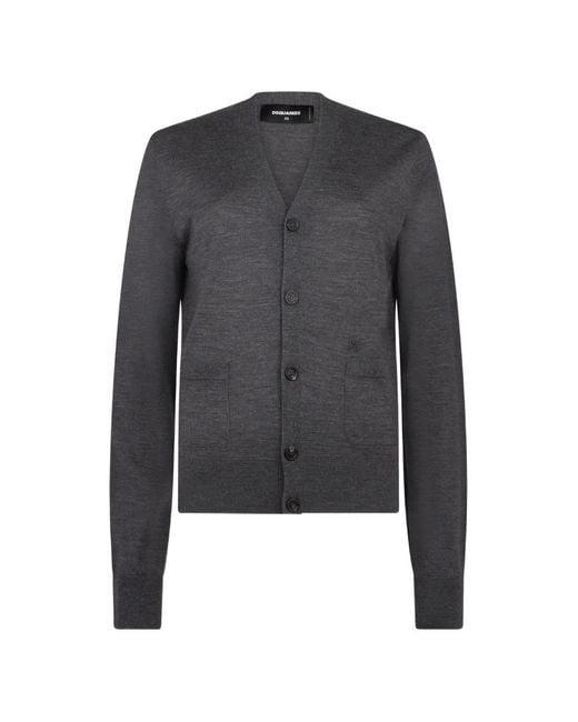 DSquared² Gray D2 Upside Down Knit Cardigan