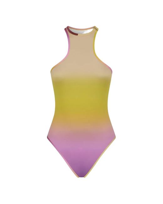 The Attico Yellow Degradé-Print Swimsuit