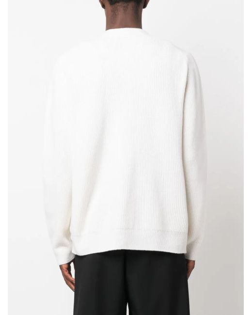 Ballantyne White V-Neck Wool Cardigan for men