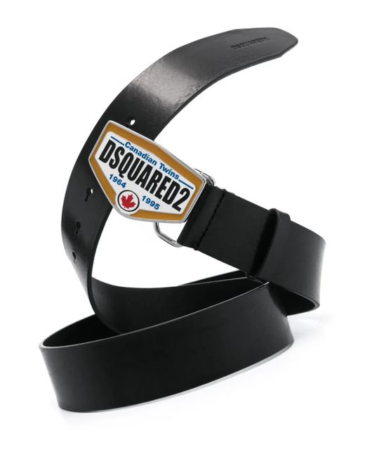 DSquared² Black Plaque Belt for men