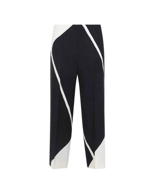 Alberta Ferretti Blue Colour-Block Twill Trousers