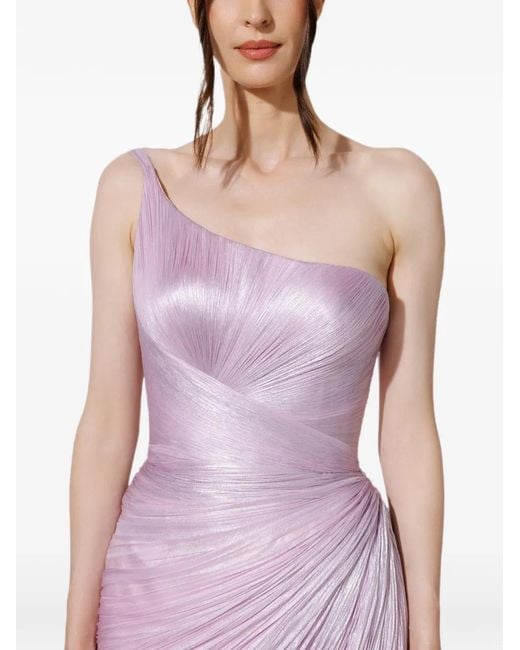 IRIS SERBAN Purple Penelope One-Shoulder Draped Gown