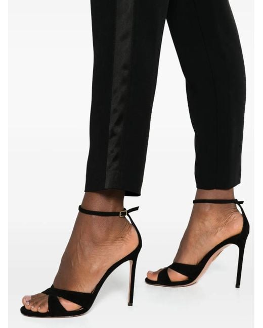 FEDERICA TOSI Black Satin-Trim Tailored Trousers