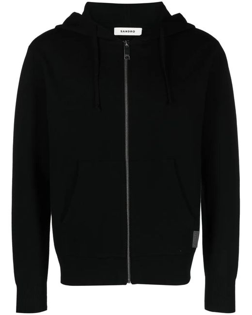 Sandro Black Zip-Up Long-Sleeved Hoodie for men