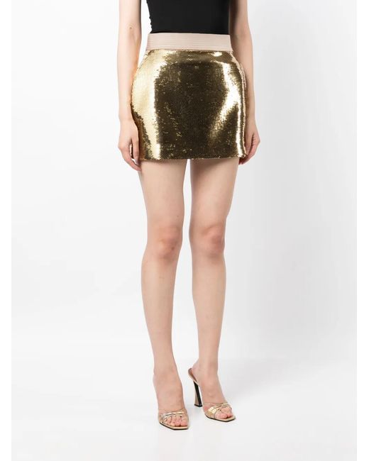 Alex Perry Natural Sequin-Embellished Mini Skirt