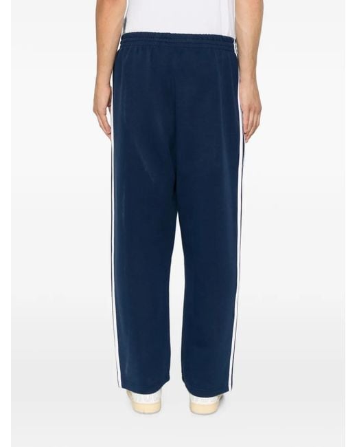 Adidas Blue Logo-Embroidered Side-Stripe Track Pants for men