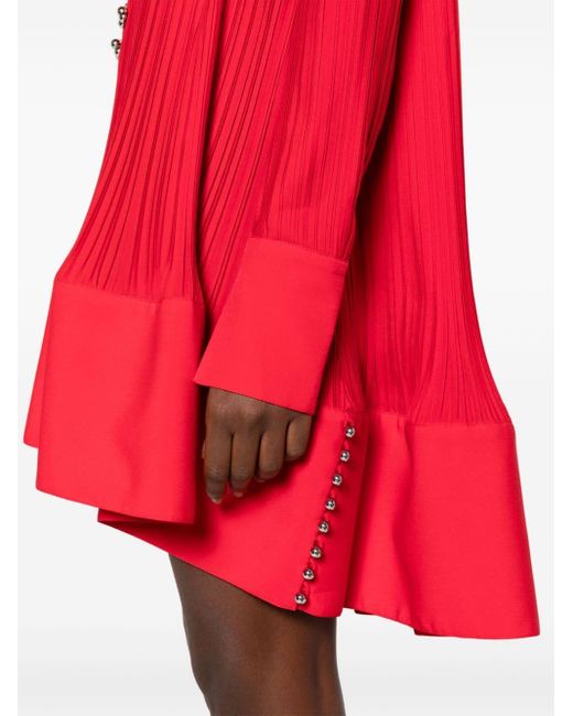 Lanvin Red Plissiertes Krepp-Minikleid