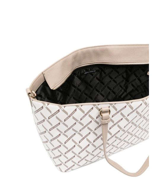 ARMANI EXCHANGE White Logo-Print Tote Bag
