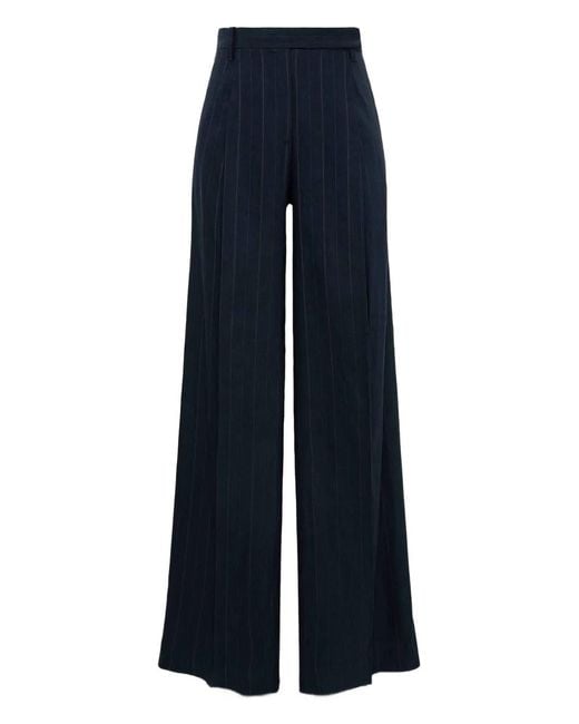 Dorothee Schumacher Blue Pinstriped Wide-Leg Trousers