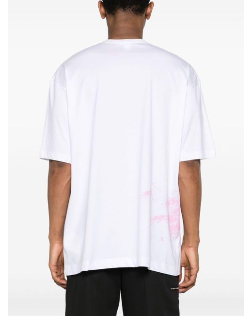 Comme des Garçons White Splatter-print Cotton T-shirt for men