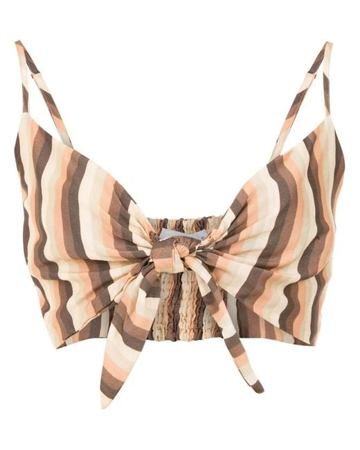 Amir Slama Natural Striped Cropped Top