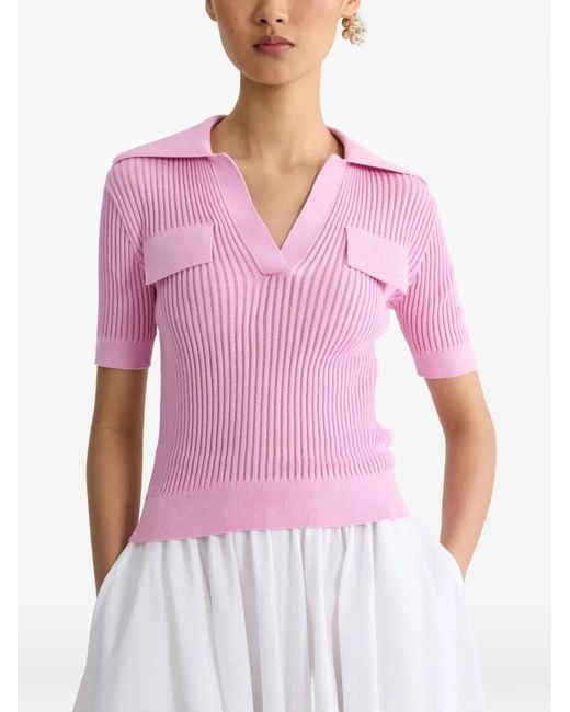 Patou Pink Logo-Embroidered Top