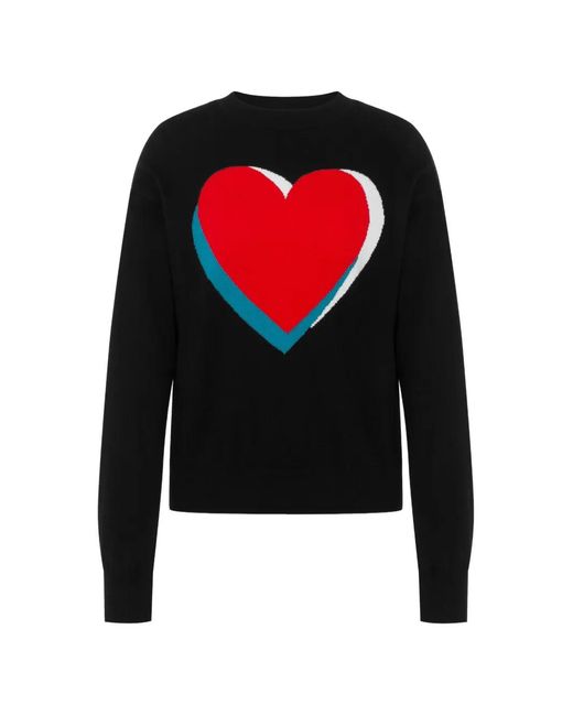 Love Moschino Black Inlaid Cotton And Cashmere Sweater
