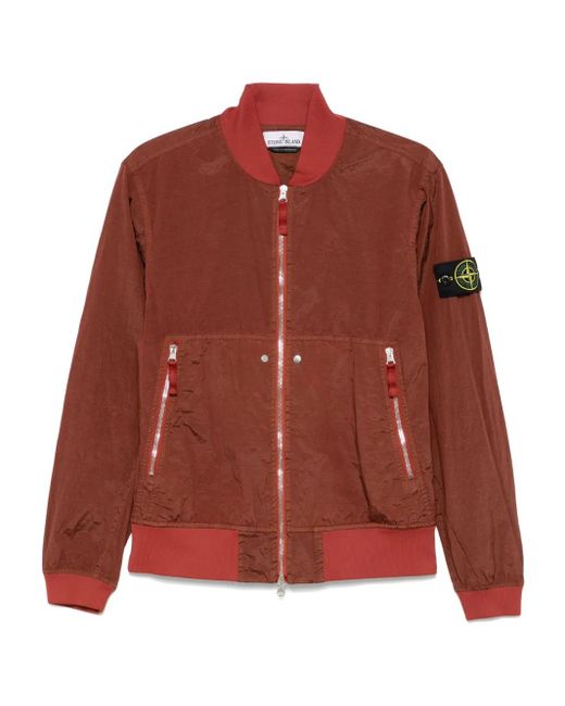 メンズ Stone Island コンパスバッジ ボンバージャケット Red
