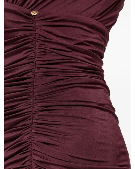 Nissa Purple Ruched Midi Dress